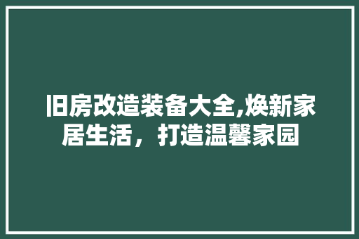 旧房改造装备大全,焕新家居生活，打造温馨家园 墙体维修
