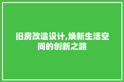 旧房改造设计,焕新生活空间的创新之路 综合便民