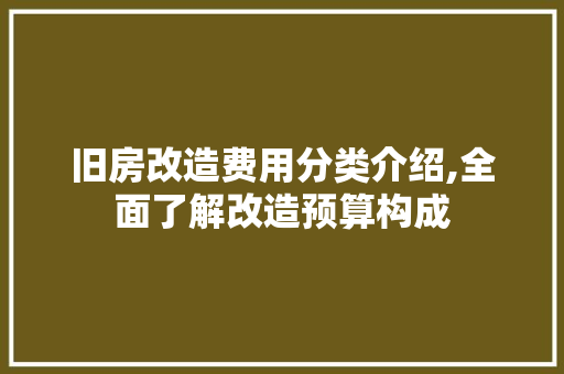 旧房改造费用分类介绍,全面了解改造预算构成 墙体维修