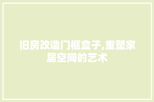 旧房改造门框盒子,重塑家居空间的艺术 厨房维修
