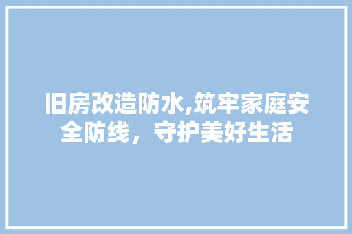 旧房改造防水,筑牢家庭安全防线，守护美好生活 墙体维修