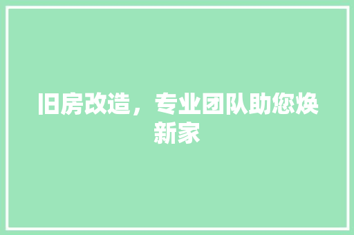 旧房改造，专业团队助您焕新家 家电维修