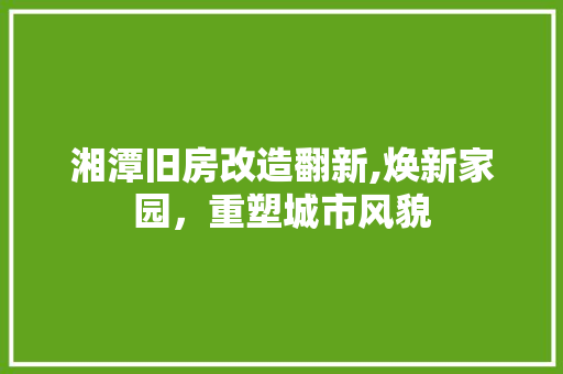 湘潭旧房改造翻新,焕新家园，重塑城市风貌