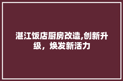 湛江饭店厨房改造,创新升级，焕发新活力