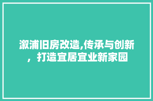 溆浦旧房改造,传承与创新，打造宜居宜业新家园