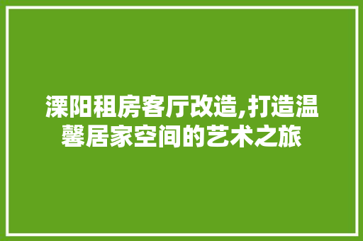 溧阳租房客厅改造,打造温馨居家空间的艺术之旅 综合便民