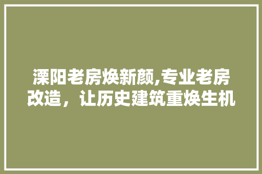 溧阳老房焕新颜,专业老房改造，让历史建筑重焕生机