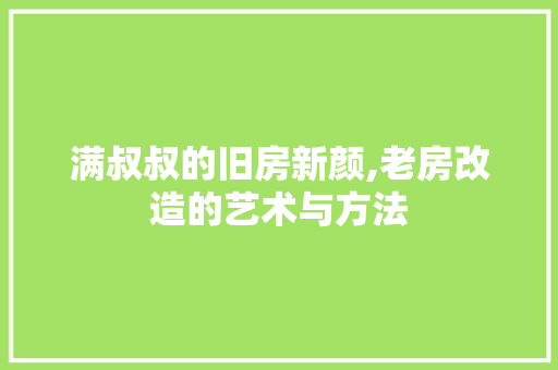 满叔叔的旧房新颜,老房改造的艺术与方法 家电维修