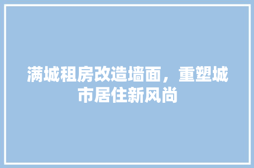 满城租房改造墙面，重塑城市居住新风尚 综合便民