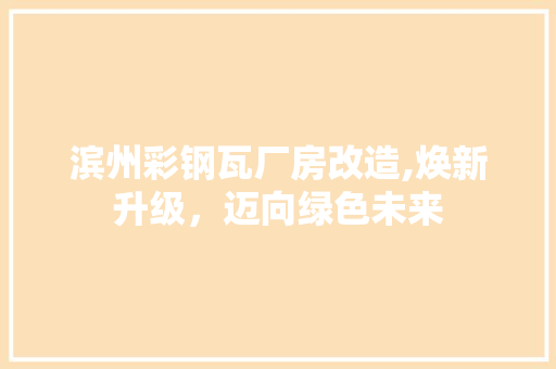 滨州彩钢瓦厂房改造,焕新升级，迈向绿色未来
