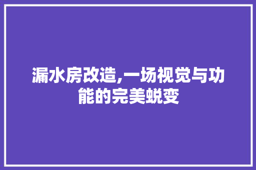 漏水房改造,一场视觉与功能的完美蜕变