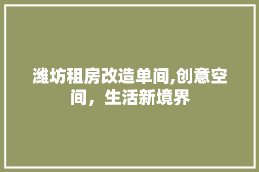 潍坊租房改造单间,创意空间，生活新境界