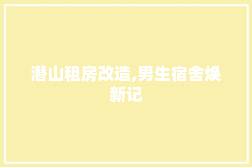 潜山租房改造,男生宿舍焕新记