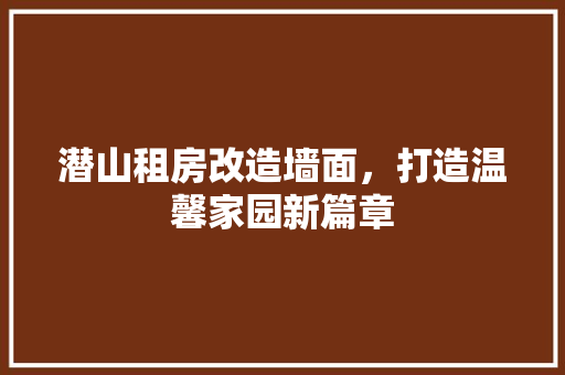 潜山租房改造墙面，打造温馨家园新篇章