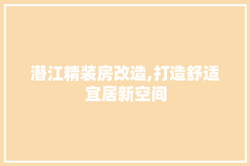 潜江精装房改造,打造舒适宜居新空间