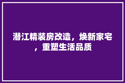 潜江精装房改造，焕新家宅，重塑生活品质