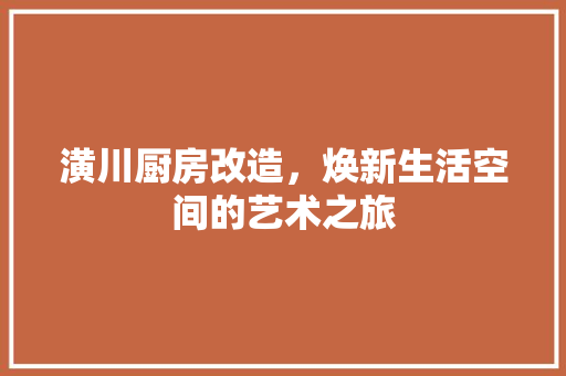 潢川厨房改造，焕新生活空间的艺术之旅