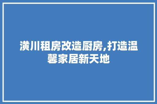 潢川租房改造厨房,打造温馨家居新天地