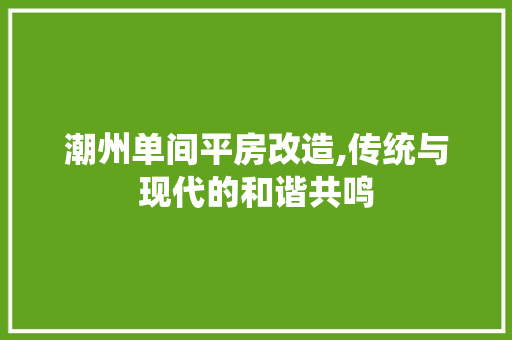 潮州单间平房改造,传统与现代的和谐共鸣