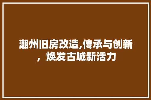潮州旧房改造,传承与创新，焕发古城新活力