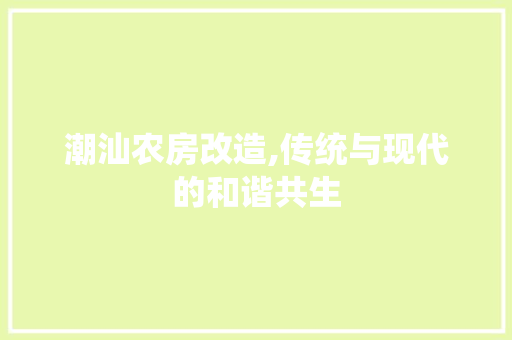 潮汕农房改造,传统与现代的和谐共生