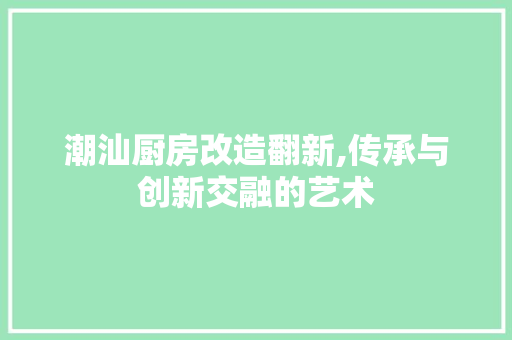 潮汕厨房改造翻新,传承与创新交融的艺术