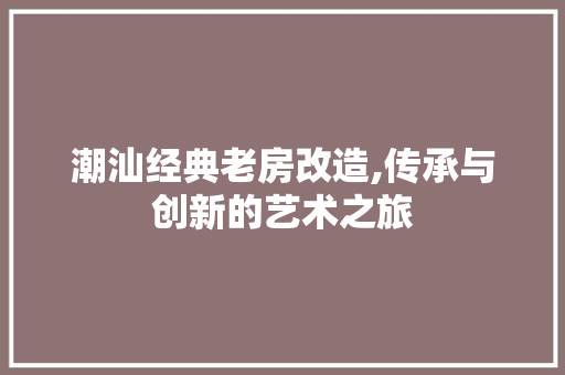 潮汕经典老房改造,传承与创新的艺术之旅
