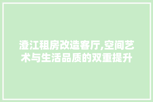 澄江租房改造客厅,空间艺术与生活品质的双重提升