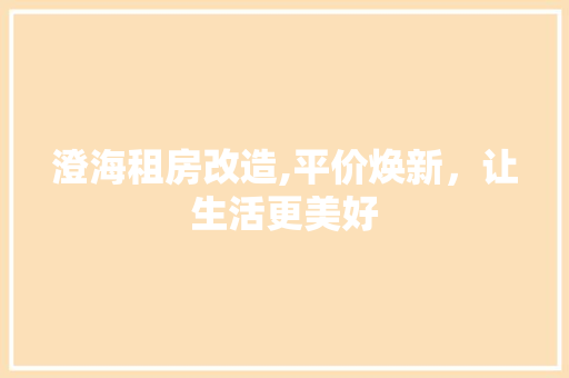 澄海租房改造,平价焕新，让生活更美好