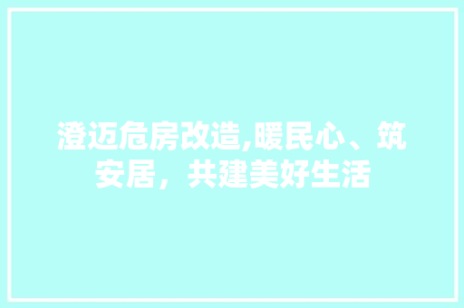 澄迈危房改造,暖民心、筑安居，共建美好生活