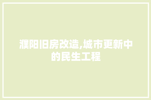濮阳旧房改造,城市更新中的民生工程 厨房维修
