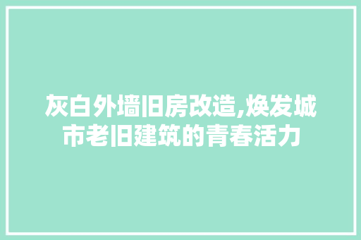 灰白外墙旧房改造,焕发城市老旧建筑的青春活力