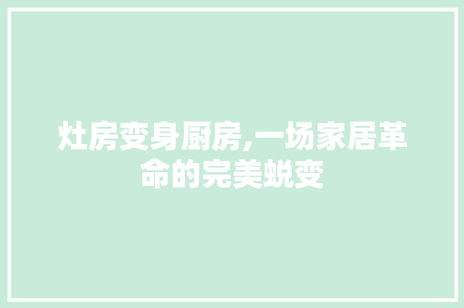 灶房变身厨房,一场家居革命的完美蜕变