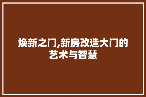 焕新之门,新房改造大门的艺术与智慧