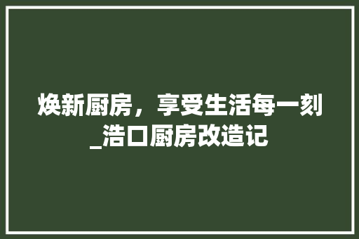 焕新厨房，享受生活每一刻_浩口厨房改造记
