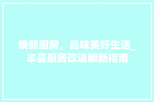 焕新厨房，品味美好生活_丰县厨房改造翻新指南 综合便民