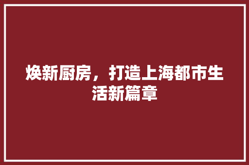 焕新厨房，打造上海都市生活新篇章 汽车维修