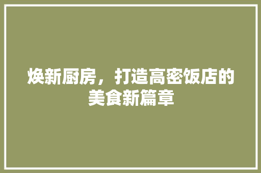焕新厨房，打造高密饭店的美食新篇章
