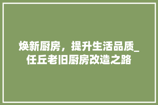 焕新厨房，提升生活品质_任丘老旧厨房改造之路