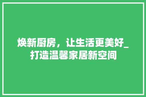 焕新厨房，让生活更美好_打造温馨家居新空间