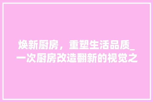 焕新厨房，重塑生活品质_一次厨房改造翻新的视觉之旅