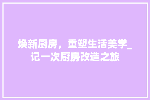 焕新厨房，重塑生活美学_记一次厨房改造之旅