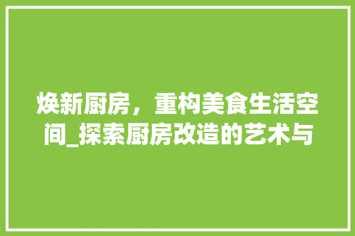焕新厨房，重构美食生活空间_探索厨房改造的艺术与科学