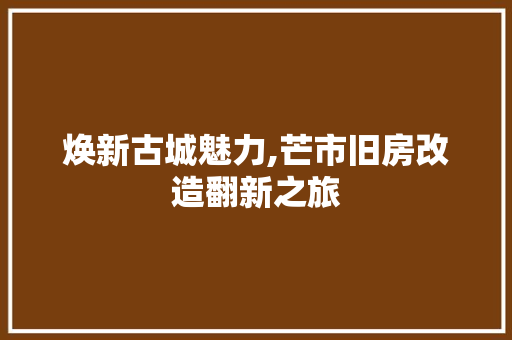 焕新古城魅力,芒市旧房改造翻新之旅