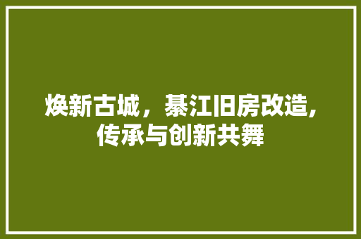 焕新古城，綦江旧房改造,传承与创新共舞
