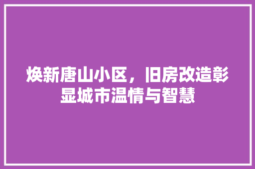 焕新唐山小区，旧房改造彰显城市温情与智慧