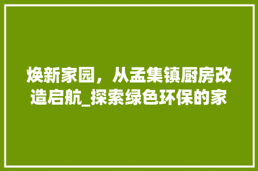 焕新家园，从孟集镇厨房改造启航_探索绿色环保的家居生活之路 综合便民