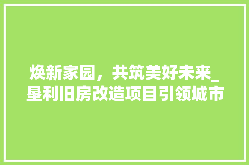 焕新家园，共筑美好未来_垦利旧房改造项目引领城市发展新篇章