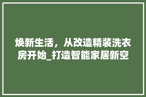 焕新生活，从改造精装洗衣房开始_打造智能家居新空间