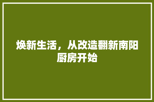 焕新生活，从改造翻新南阳厨房开始
